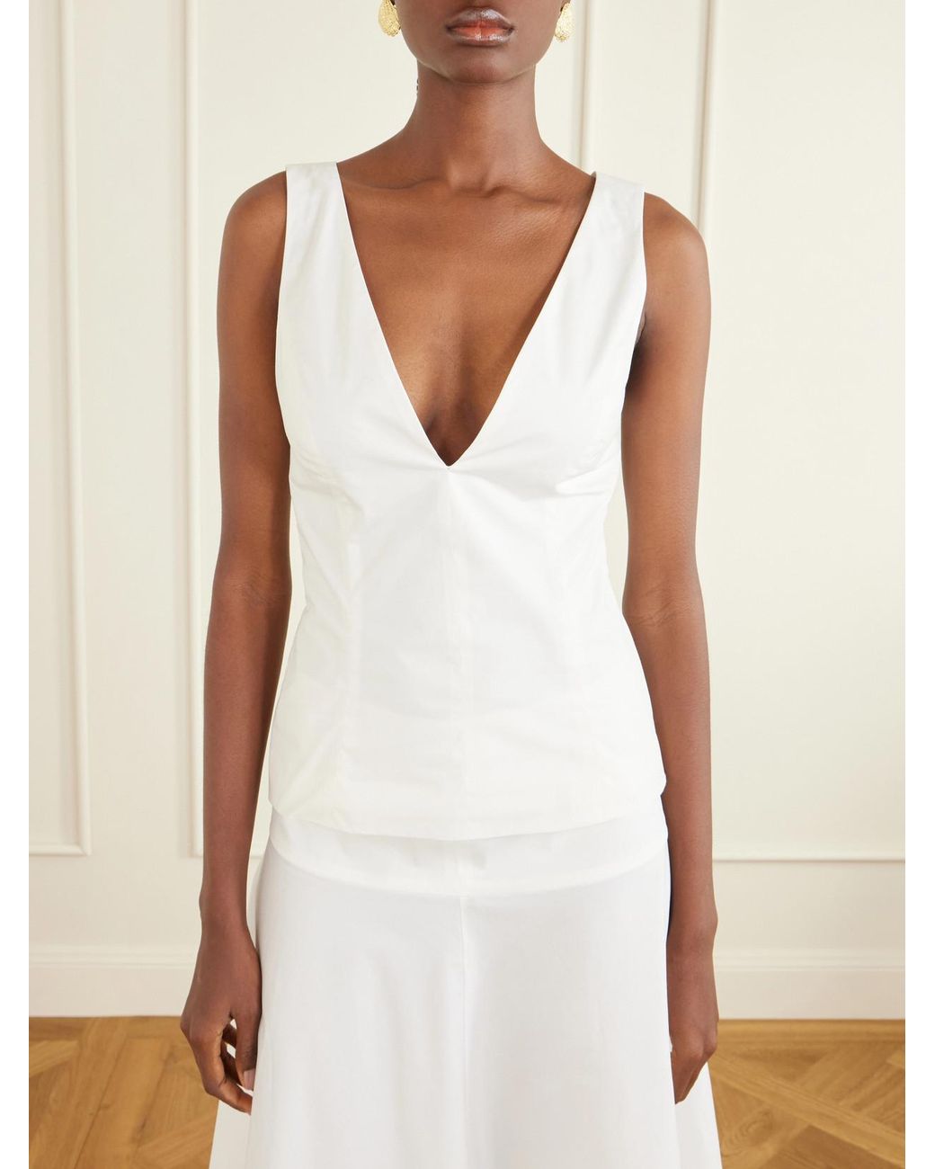BERNADETTE White Cotton-Blend Blouse