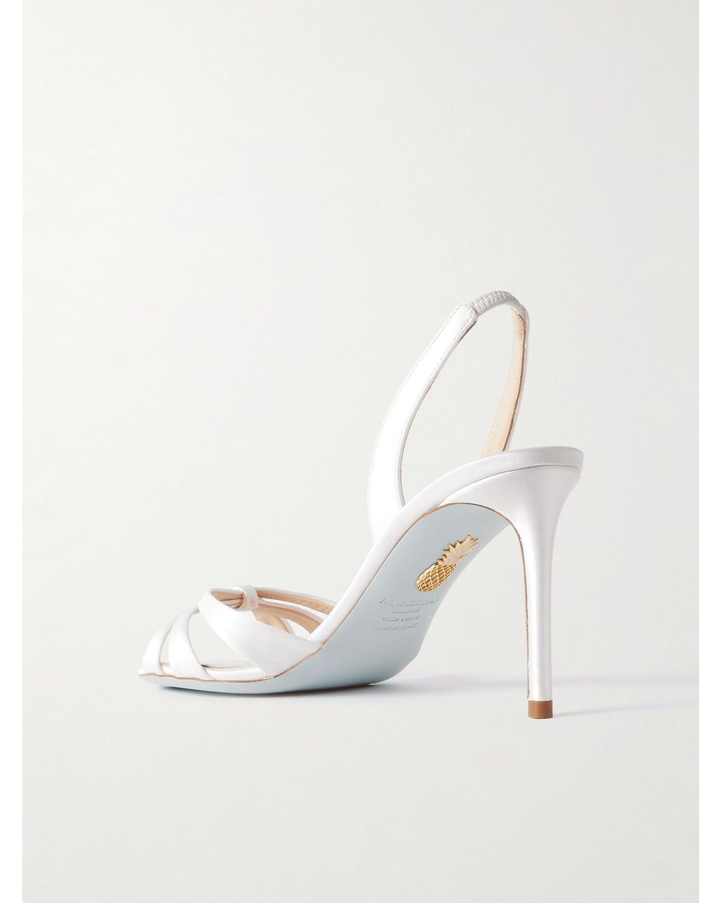 Aquazzura Natural Tati 85 Satin Slingback Sandals