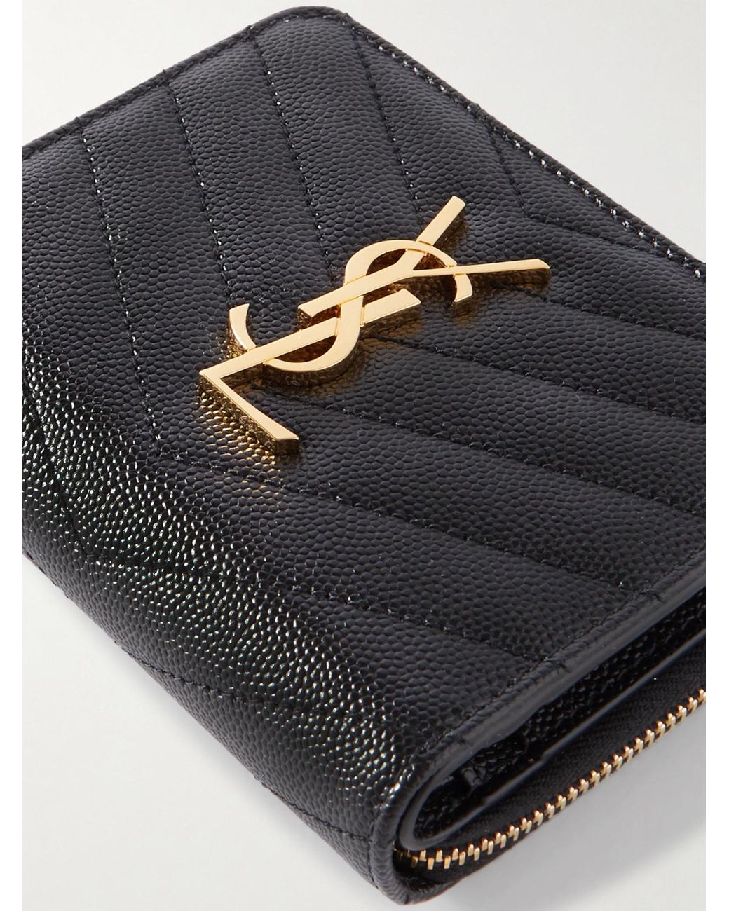 Saint Laurent Black Monogramme Quilted Textured-Leather Wallet