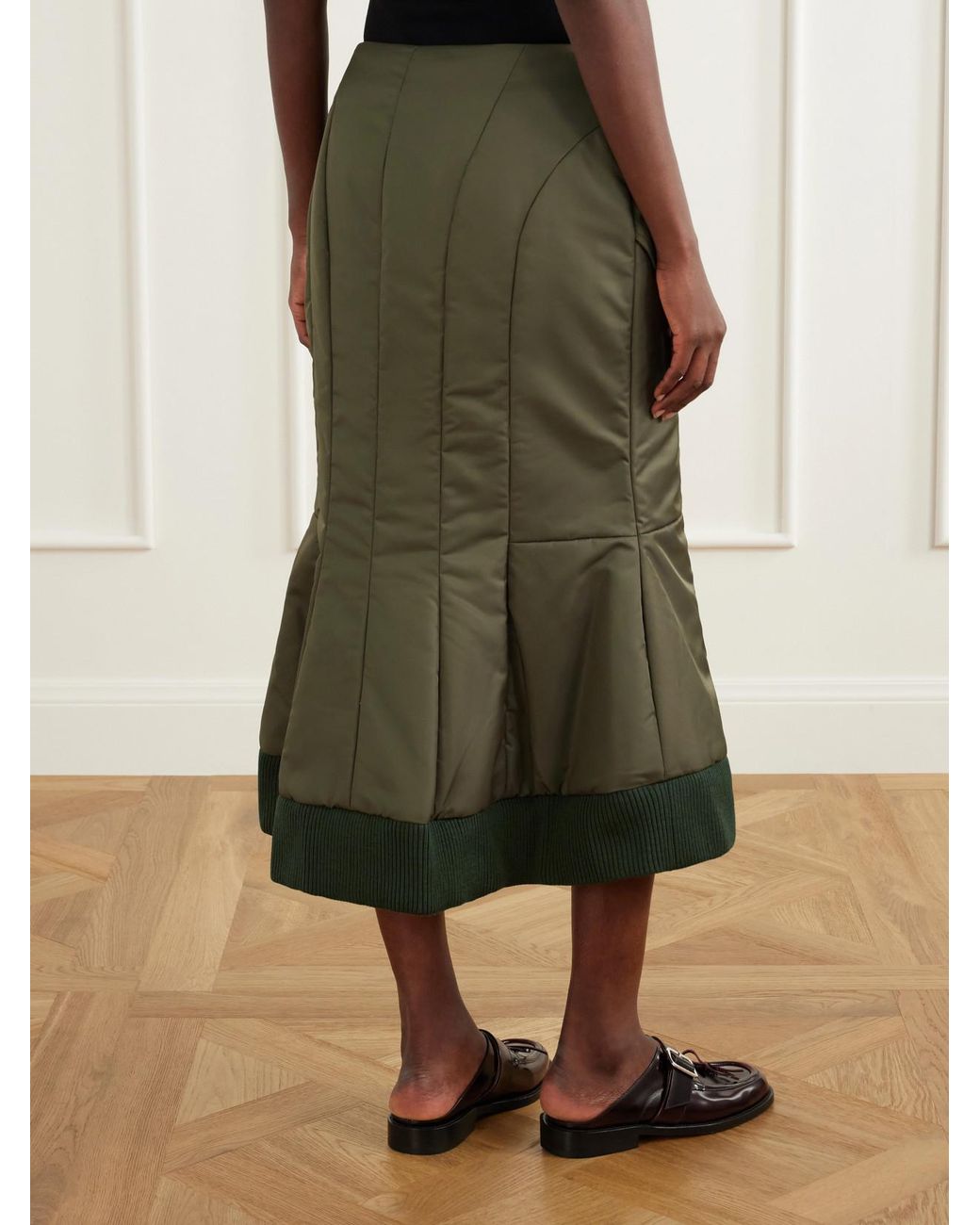 Simone Rocha Green Satin Midi Skirt