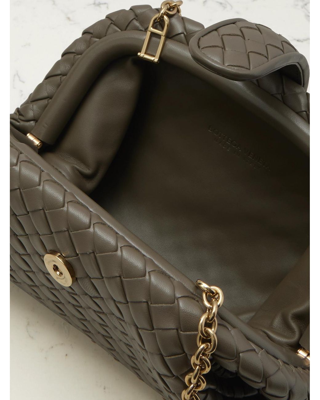 Bottega Veneta Green Lauren 1980 Small Intrecciato Leather Clutch