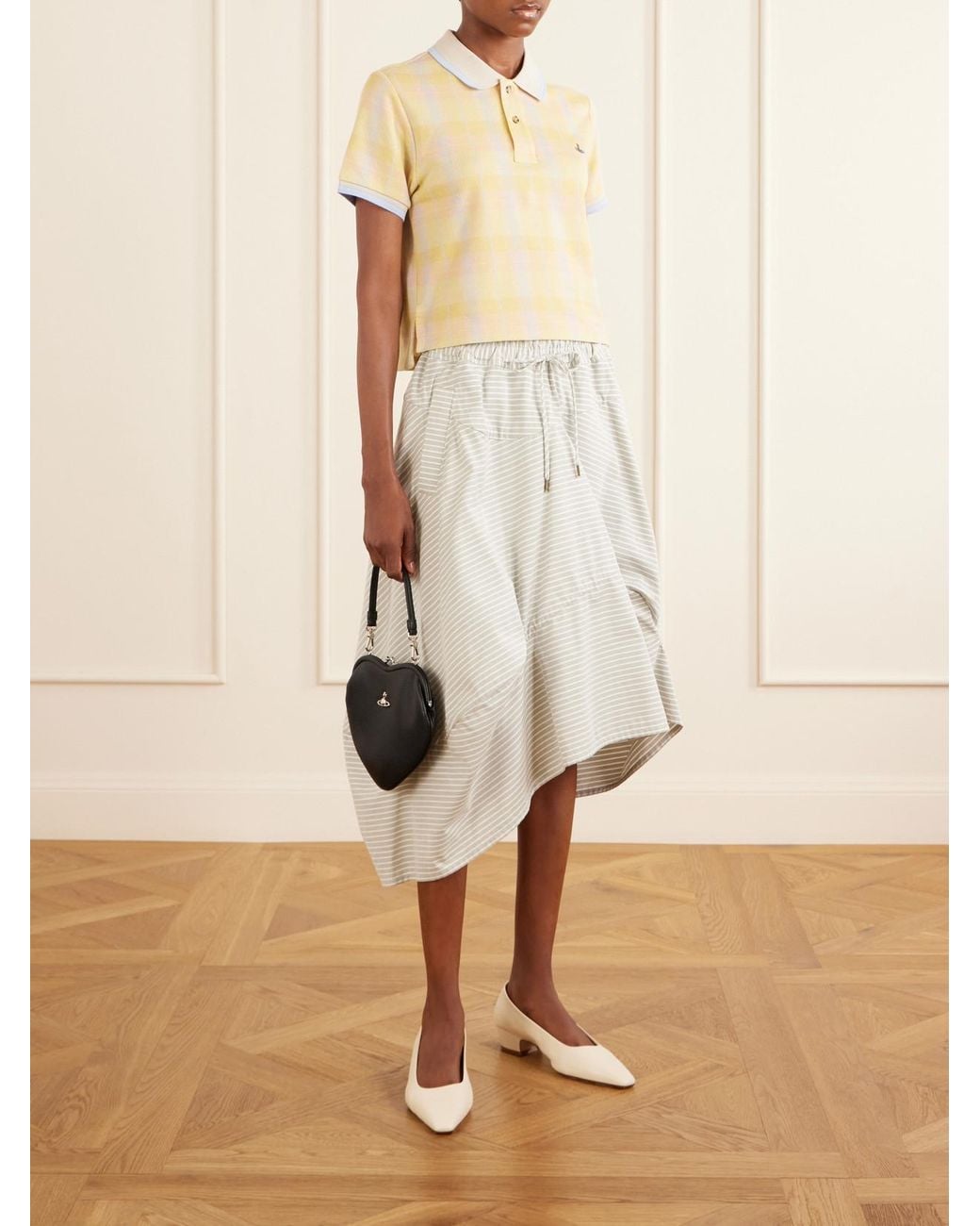 Vivienne Westwood Natural Logo-Embroidered Checked Cotton-Piqué Polo Shirt