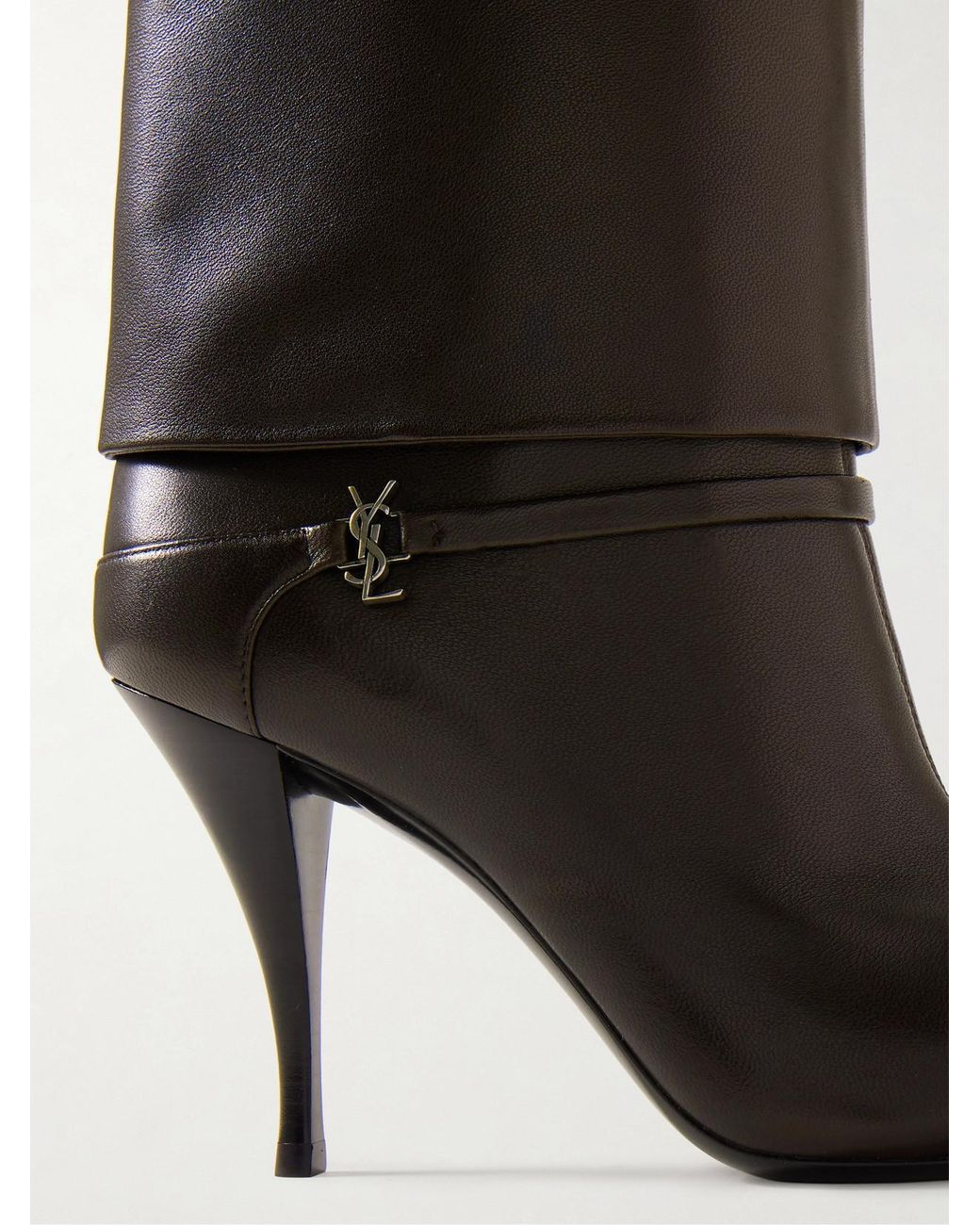 Saint Laurent Black Niki Cassandre-Embellished Leather Ankle Boots