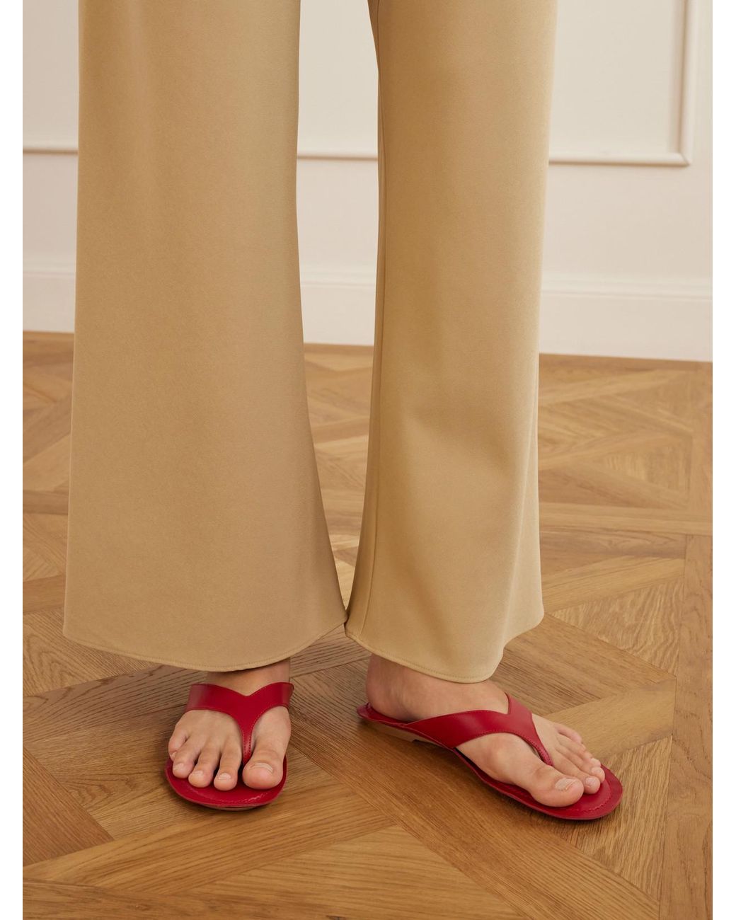 Jamie Haller Red The San Diego Leather Thong Sandals