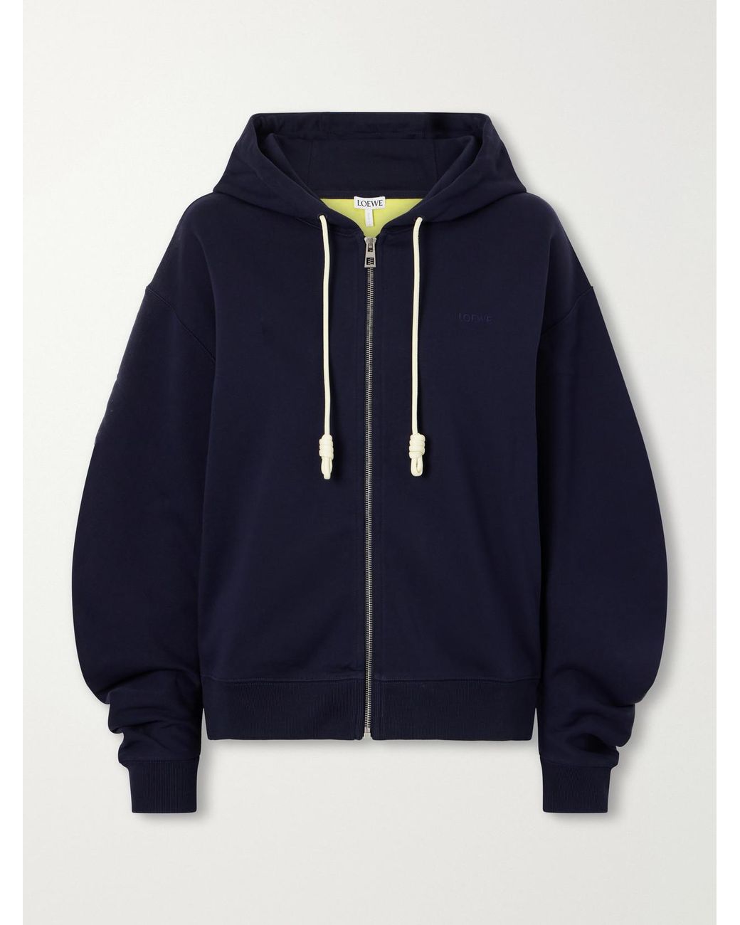 Loewe Blue Logo-Embroidered Cotton-Jersey Hooded Zip-Up Sweatshirt