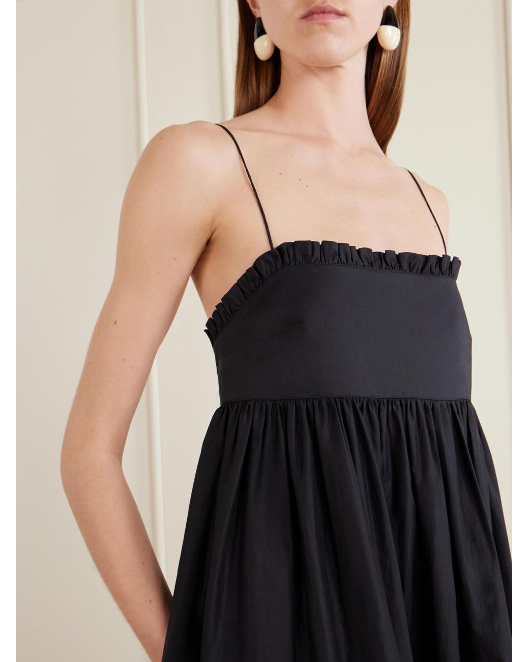 Matteau Blue Empire Ruffled Cotton-Poplin Midi Dress