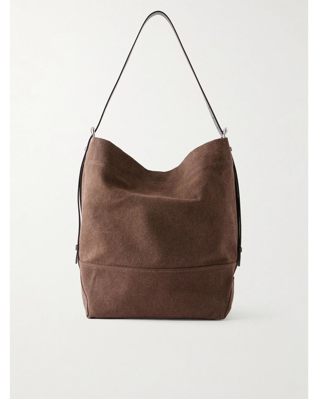 Lemaire Brown Belted Leather-Trimmed Canvas Tote
