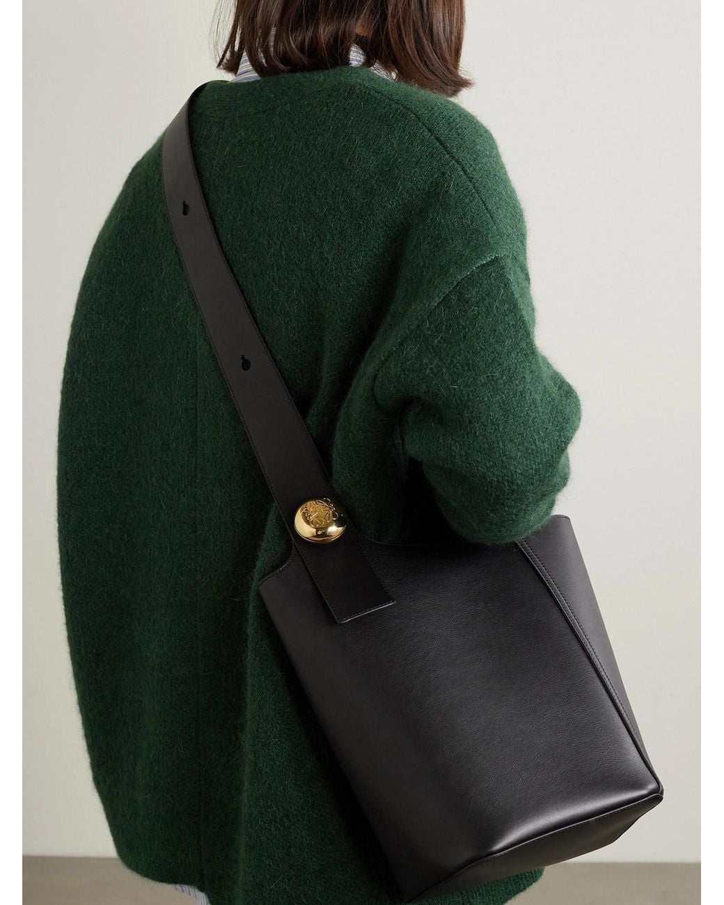 Loewe White Pebble Embellished Leather Bucket Bag