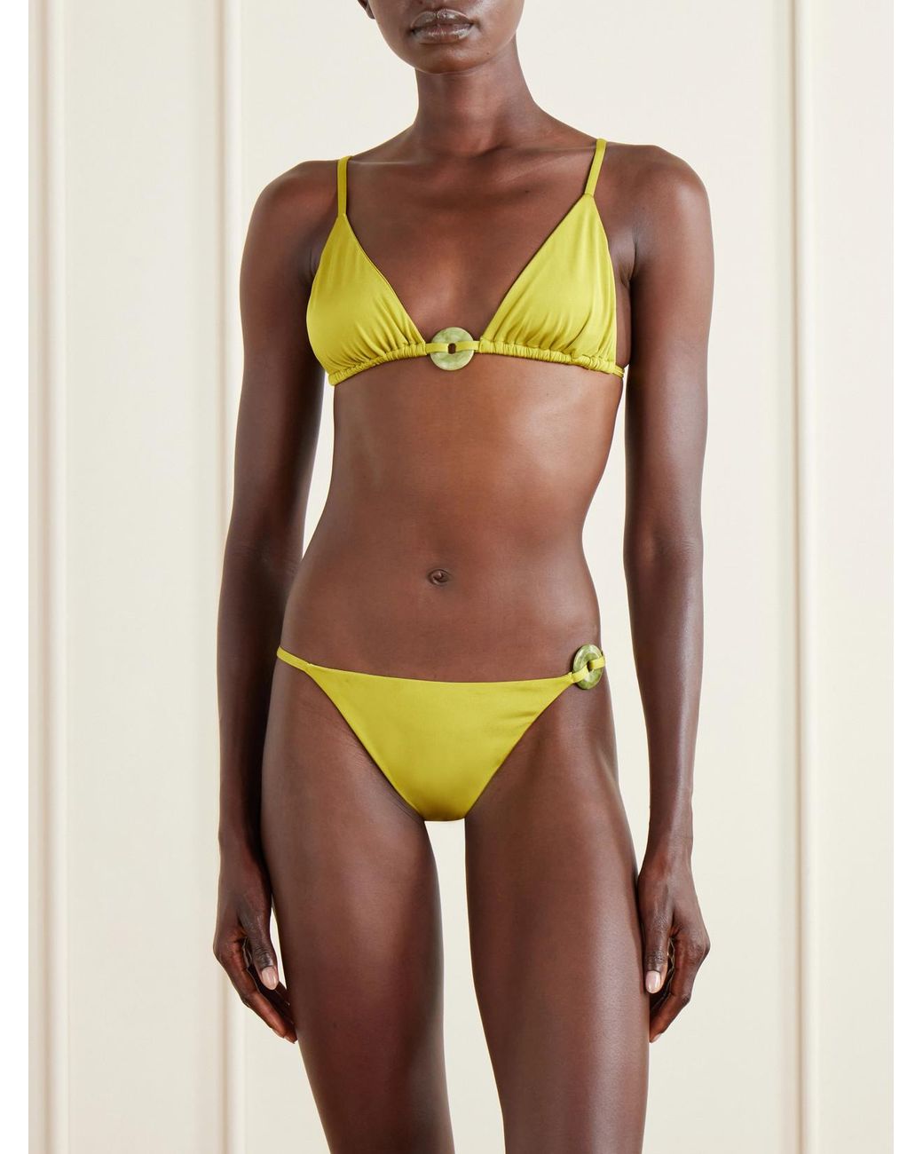 SARA CRISTINA Yellow Embellished Bikini