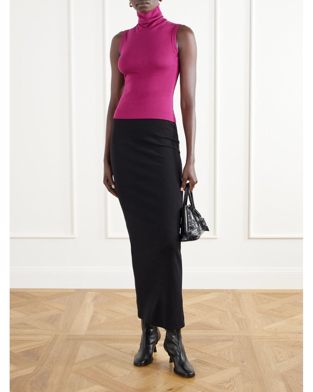Flore Flore Pink Dinah Ribbed Organic Cotton-Jersey Turtleneck Tank