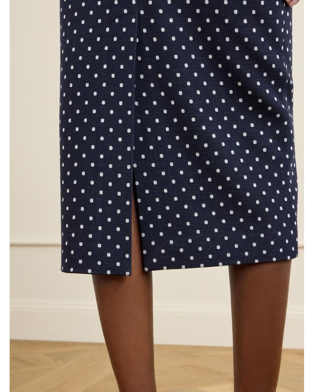 Max Mara Blue Adatti Polka-Dot Jersey Midi Skirt