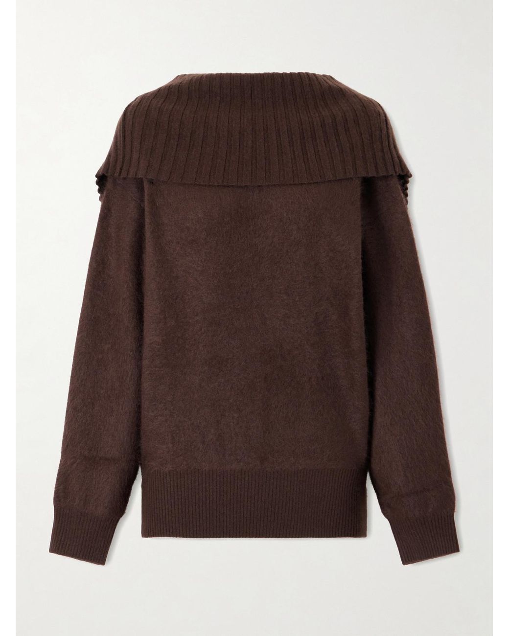 Sportmax Brown Off-The-Shoulder Wool Sweater