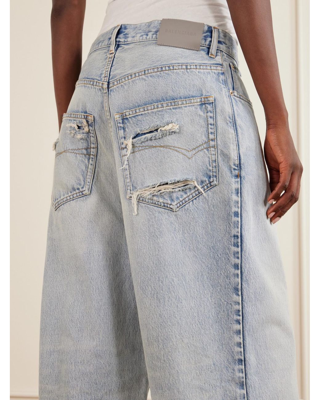 Balenciaga Blue Straight-Leg Cotton Denim Pants