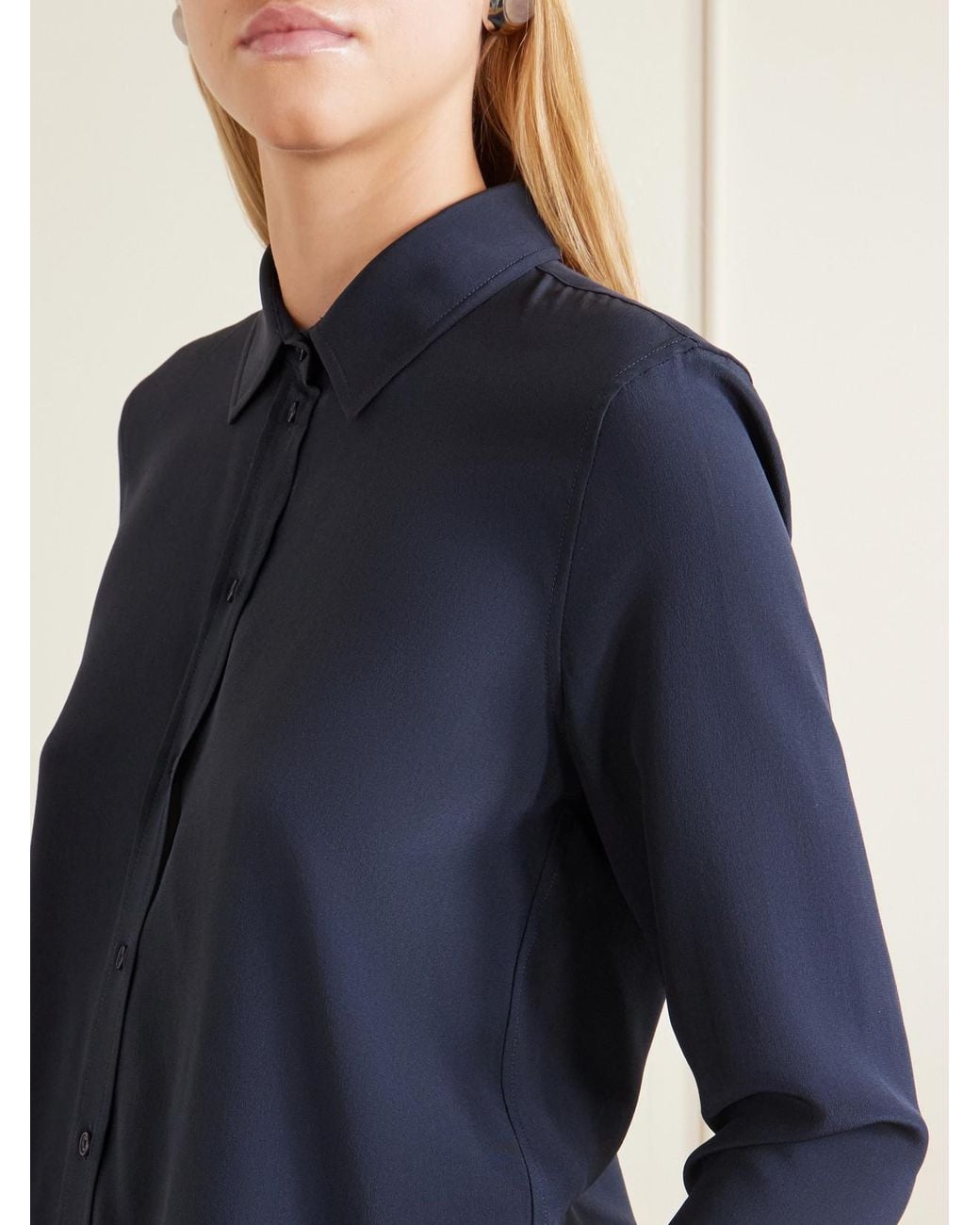 Nili Lotan Blue Gaia Silk-Crepe De Chine Shirt