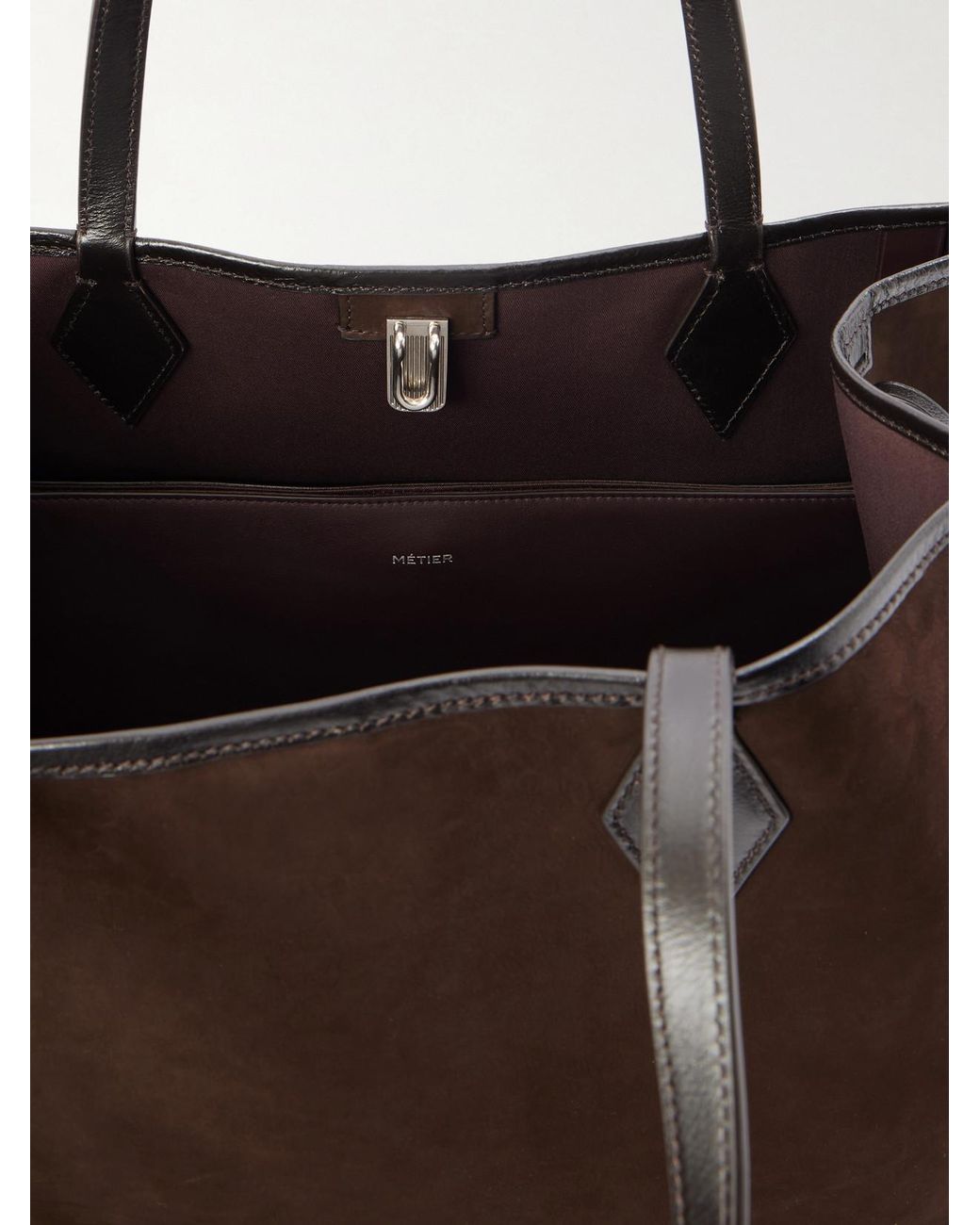 Metier Brown Chameleon 41 Large Leather-Trimmed Nubuck Tote