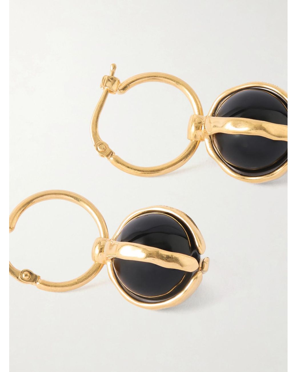 Jil Sander White Tone Onyx Earrings