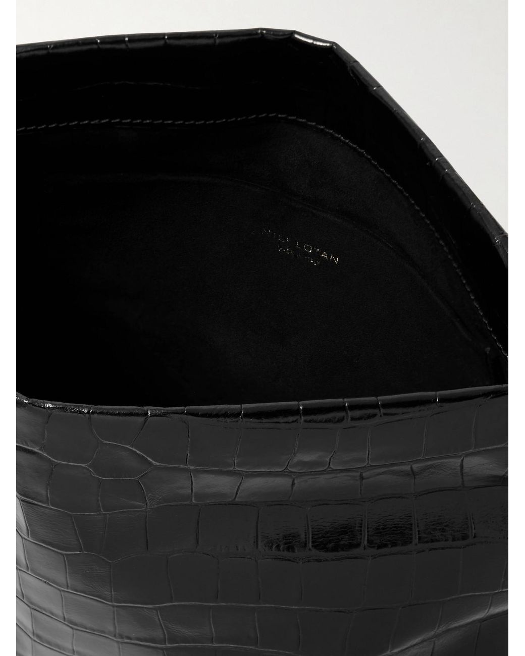 Nili Lotan Black Jerry Croc-Effect Leather Clutch