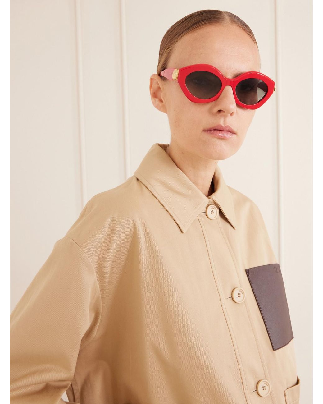 Loewe Red Coil Cat-Eye Acetate Sunglasses
