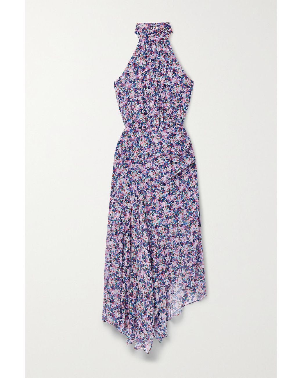 Veronica Beard Leia Floral Print Silk Crepe De Chine Halterneck Midi Dress In Purple Lyst Canada 