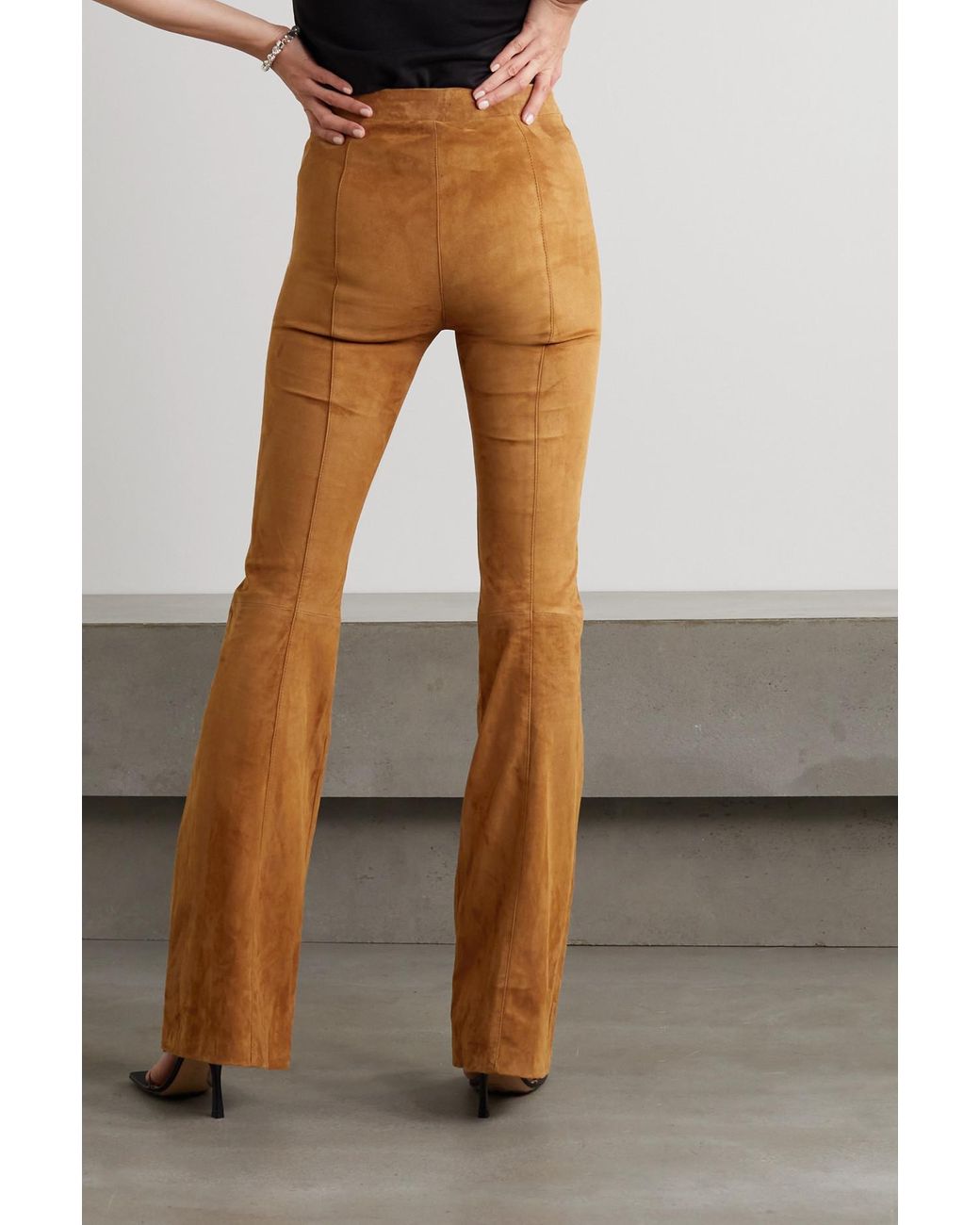 SPRWMN Suede Flared Pants in Brown