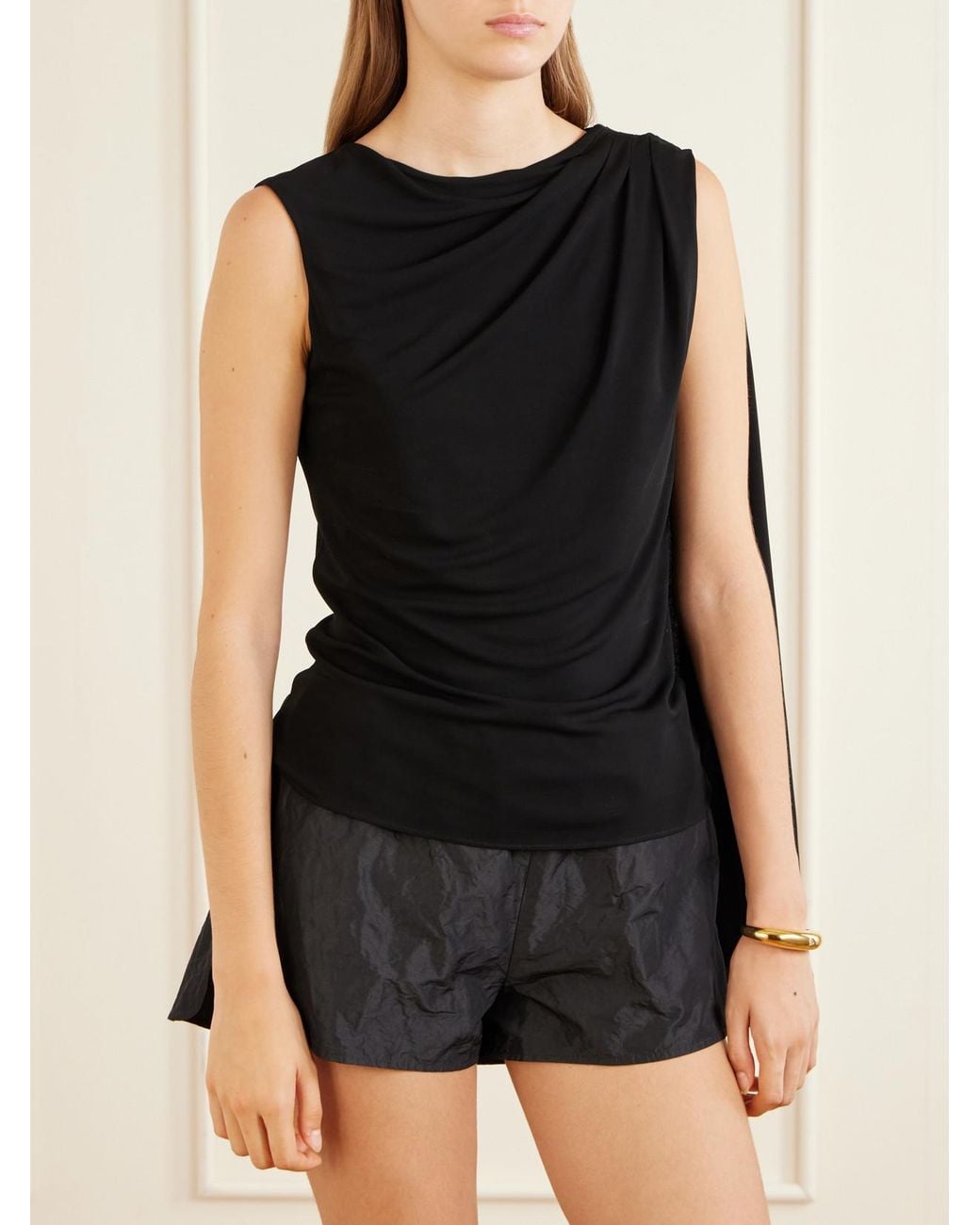 Kallmeyer Black Floriana Ruched Jersey Tank