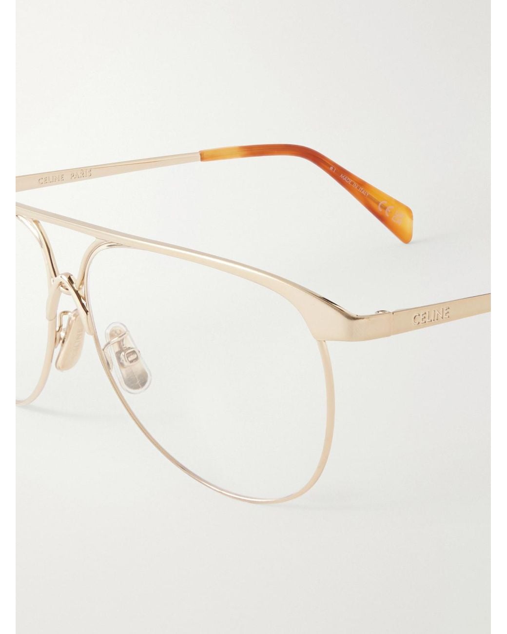 Céline Natural Aviator-Style Metal Glasses