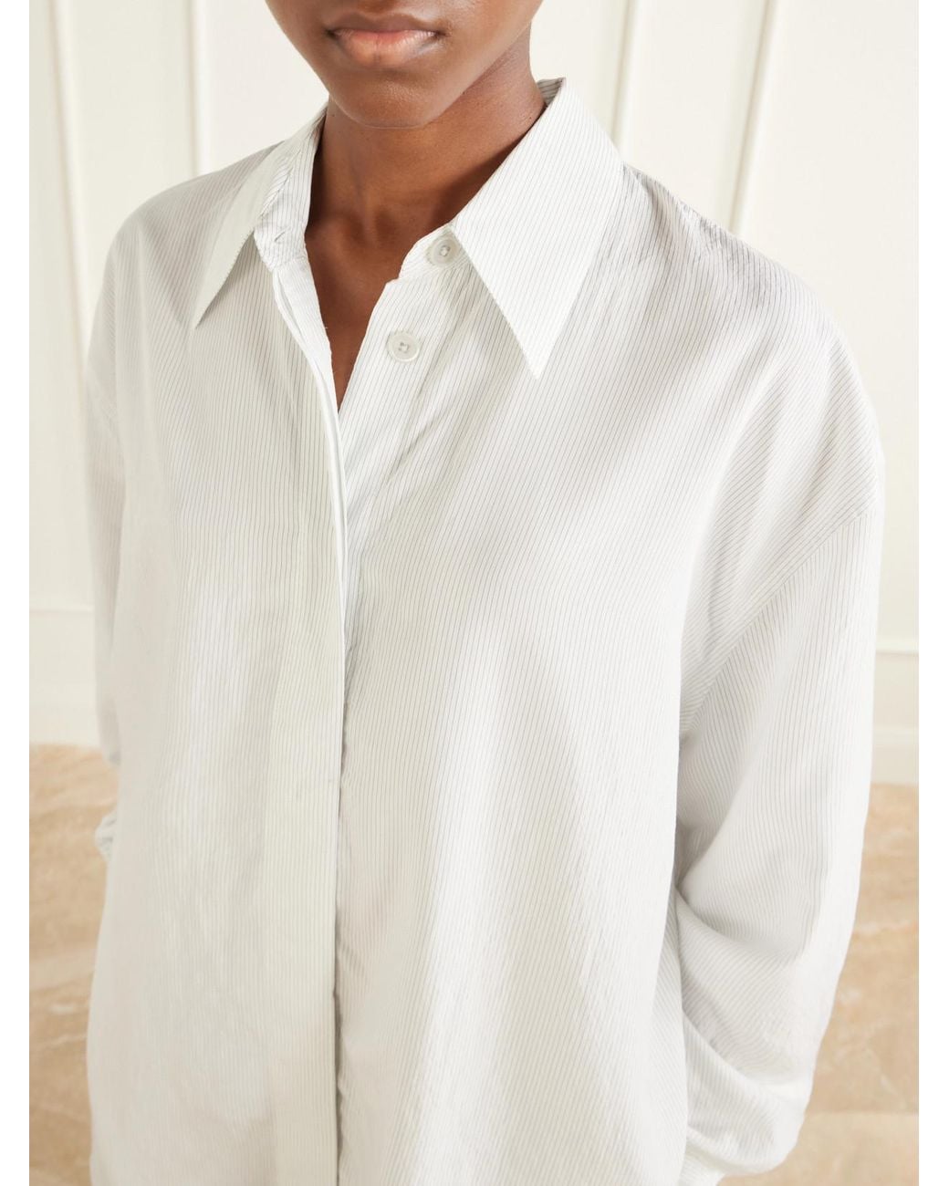 Our Legacy White Heirloom Striped Modal-Blend Shirt