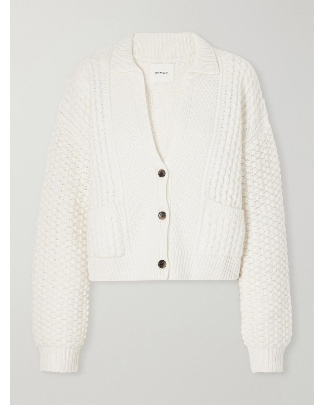 Lisa Yang Natural Becs Cable-Knit Cashmere Cardigan