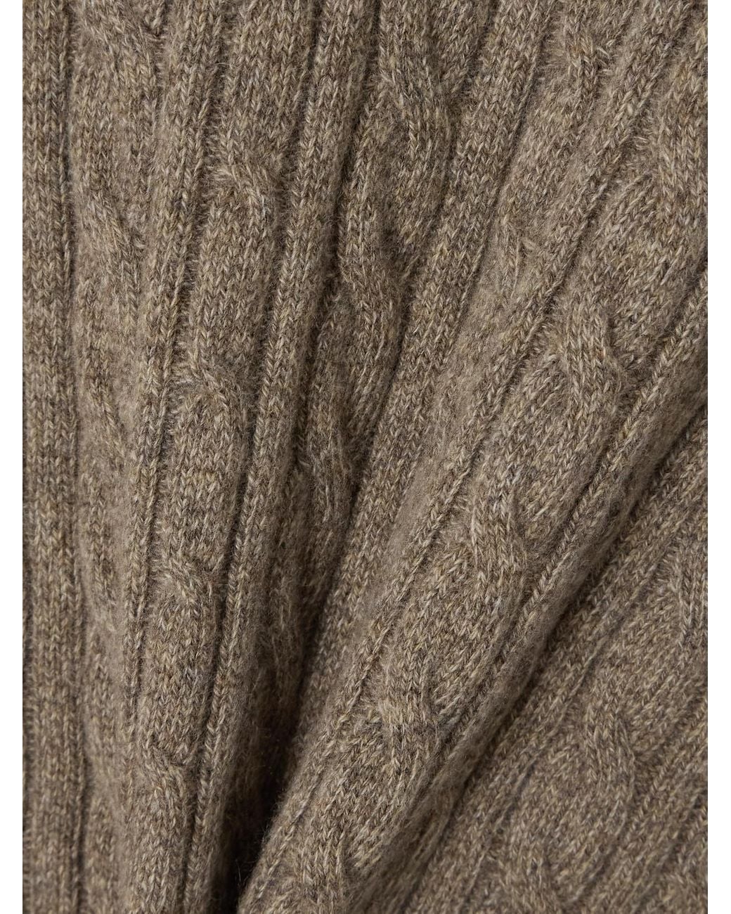 Loro Piana Brown Cable-Knit Cashmere Sweater