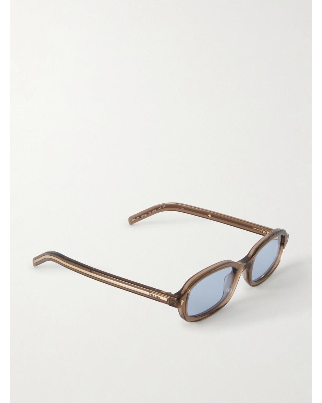 Prada Natural Rectangular-Frame Acetate Sunglasses