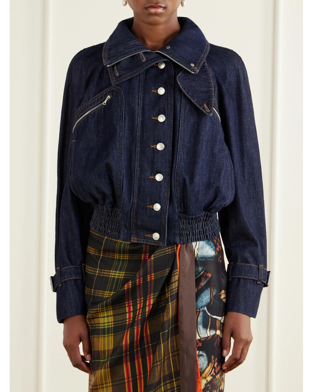 Dries Van Noten Blue Cropped Denim Jacket