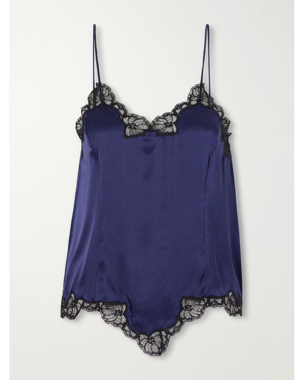 Isabel Marant Blue Amael Lace-Trimmed Stretch-Silk Satin Cami