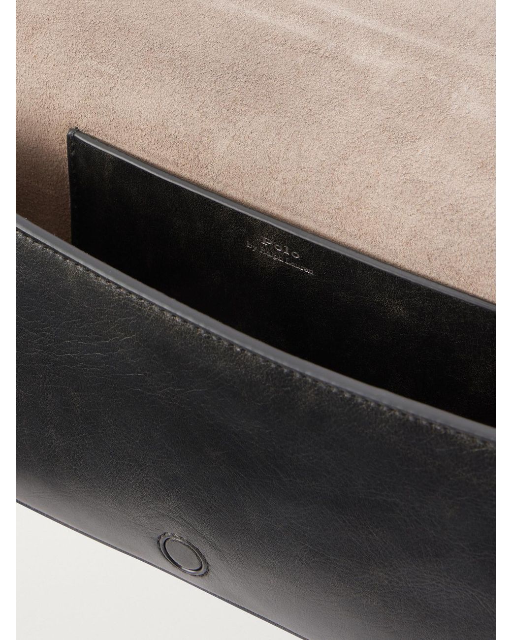 Polo Ralph Lauren Black Textured-Leather Clutch