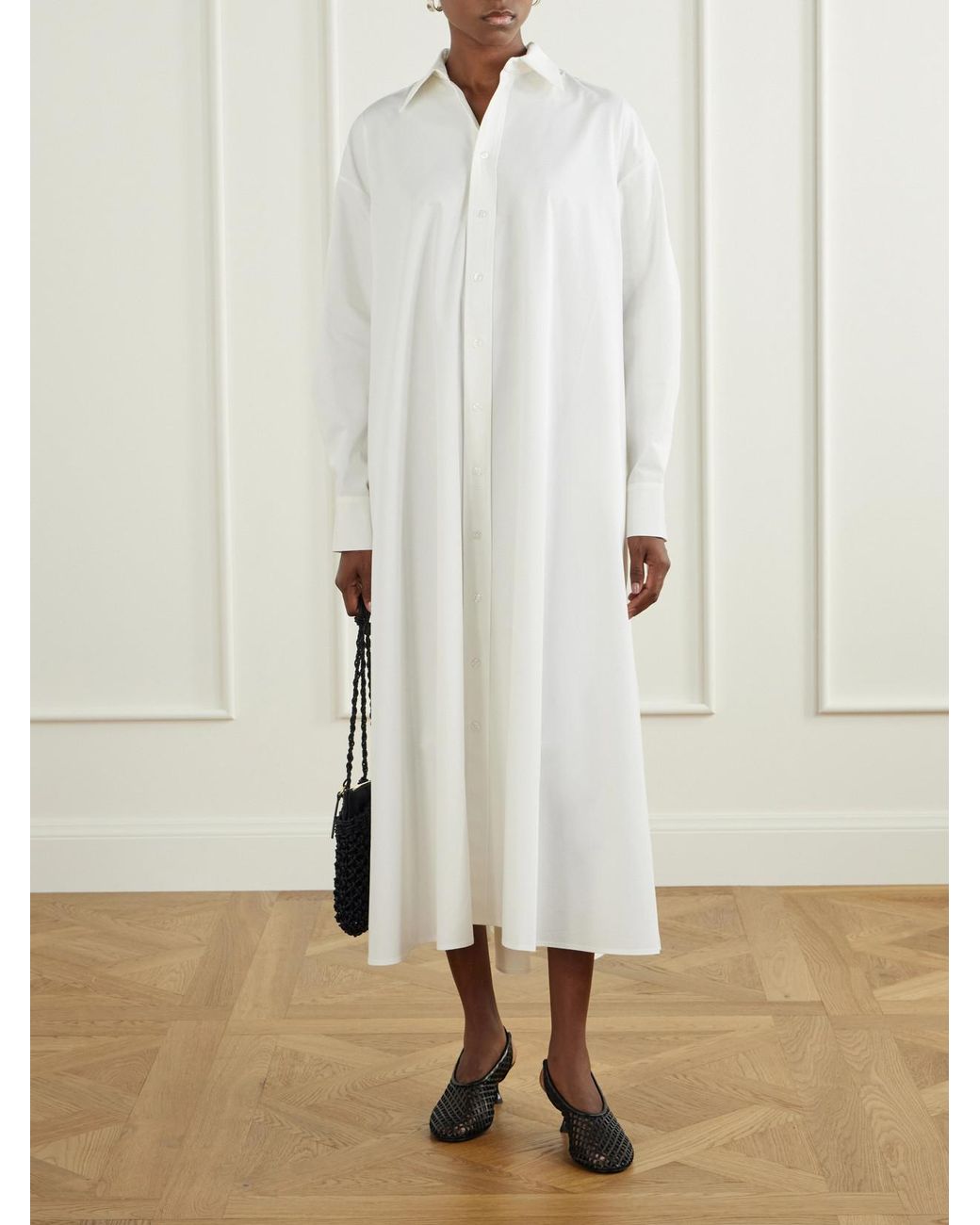 Kallmeyer White Bayla Cotton-Poplin Midi Dress