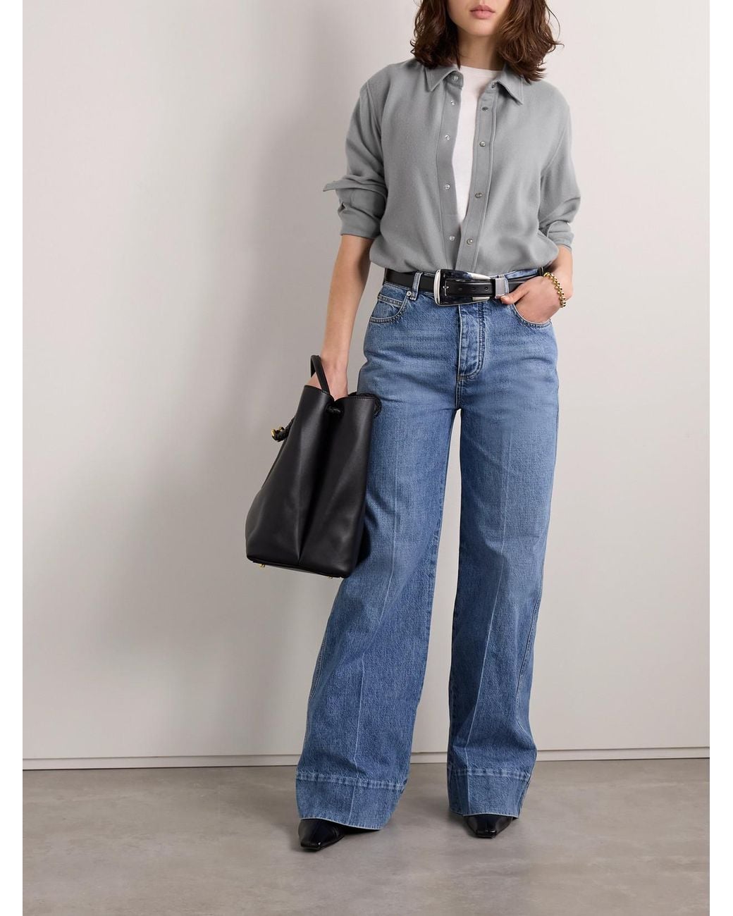 God's True Cashmere Gray Cashmere-Twill Shirt