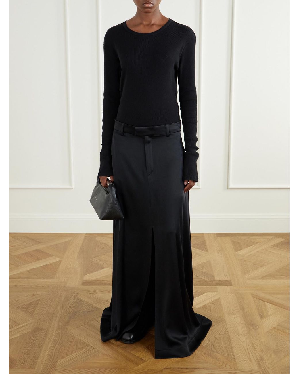 Ann Demeulemeester Black Kaisa Duchess-Satin Maxi Skirt