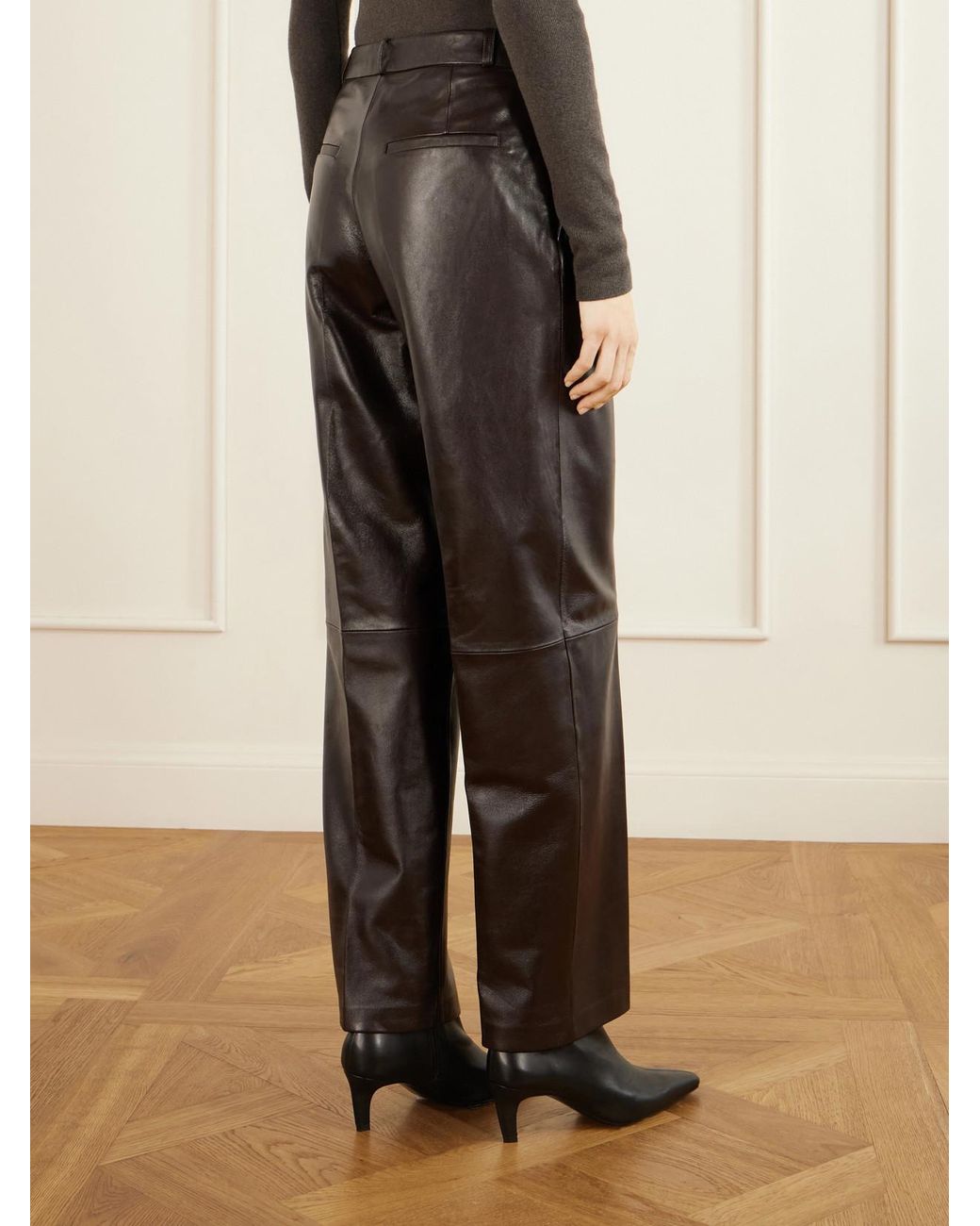 Arma Brown Palermo Leather Straight-Leg Pants