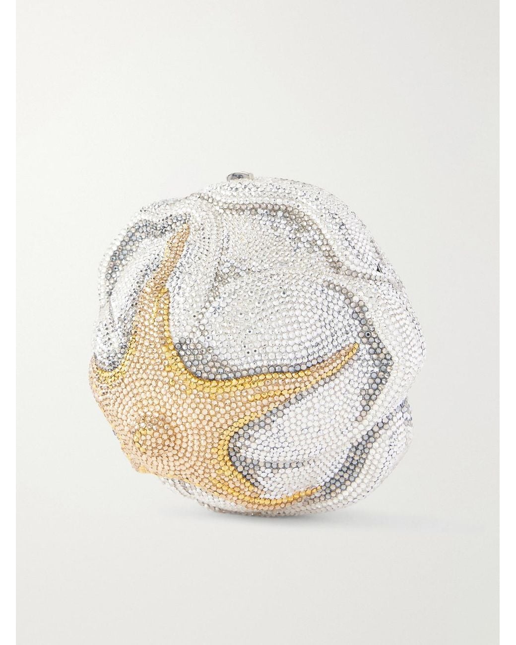 Judith Leiber White Rose Desiree Crystal-Embellished-Tone Clutch