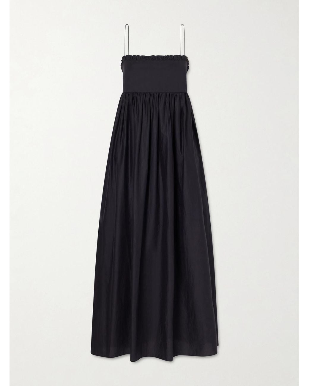 Matteau Blue Empire Ruffled Cotton-Poplin Midi Dress