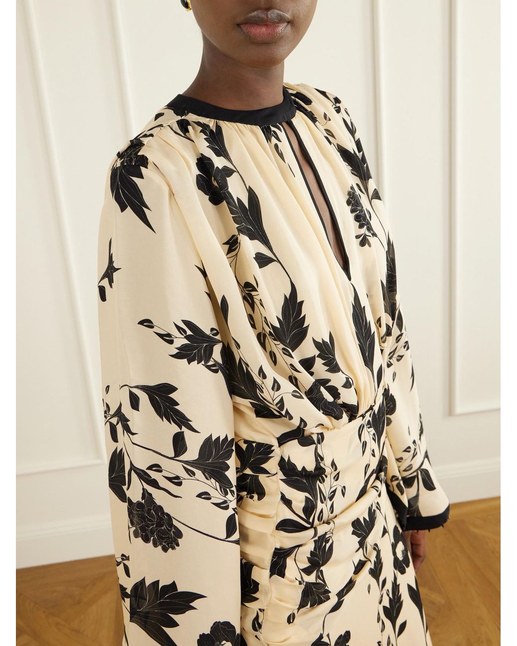 Johanna Ortiz Natural Floral-Print Silk-Georgette Midi Dress