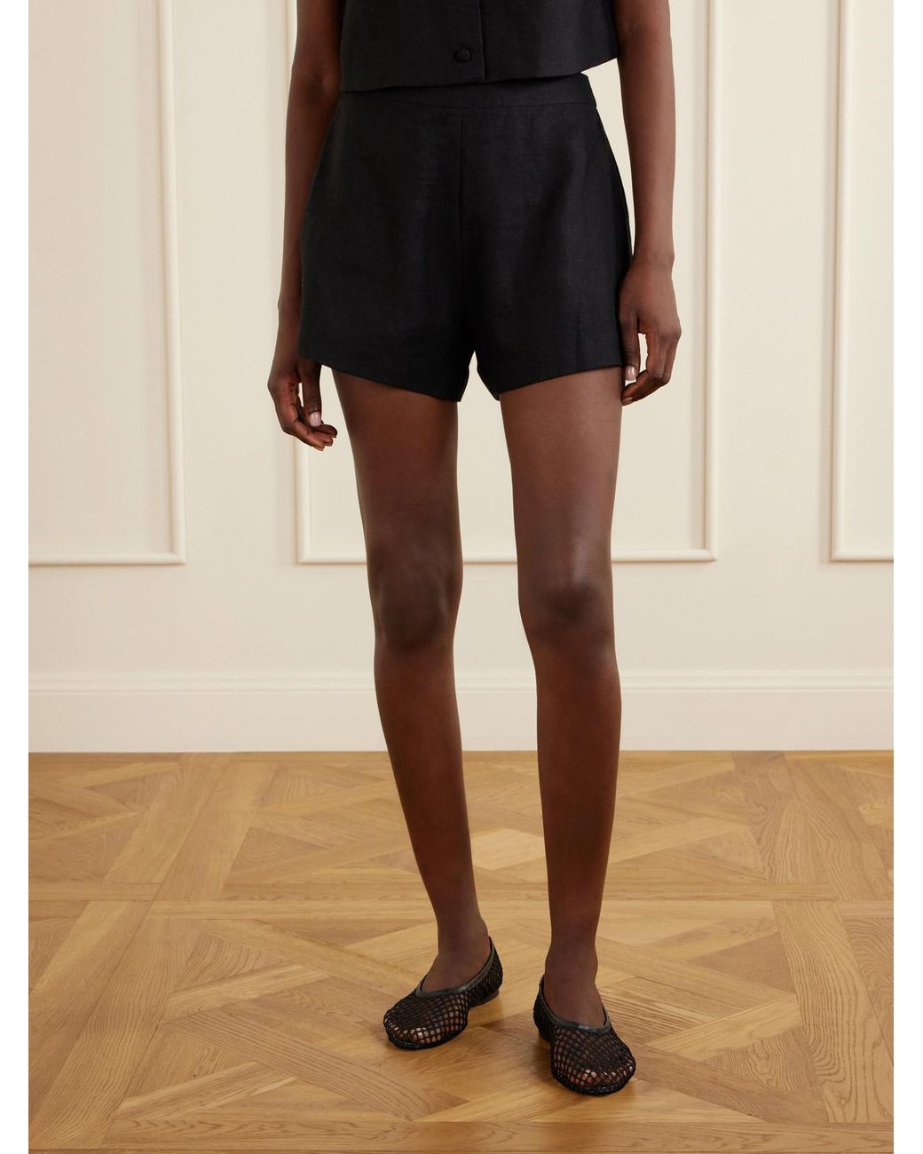 Posse Blue Perri Pleated Linen Shorts