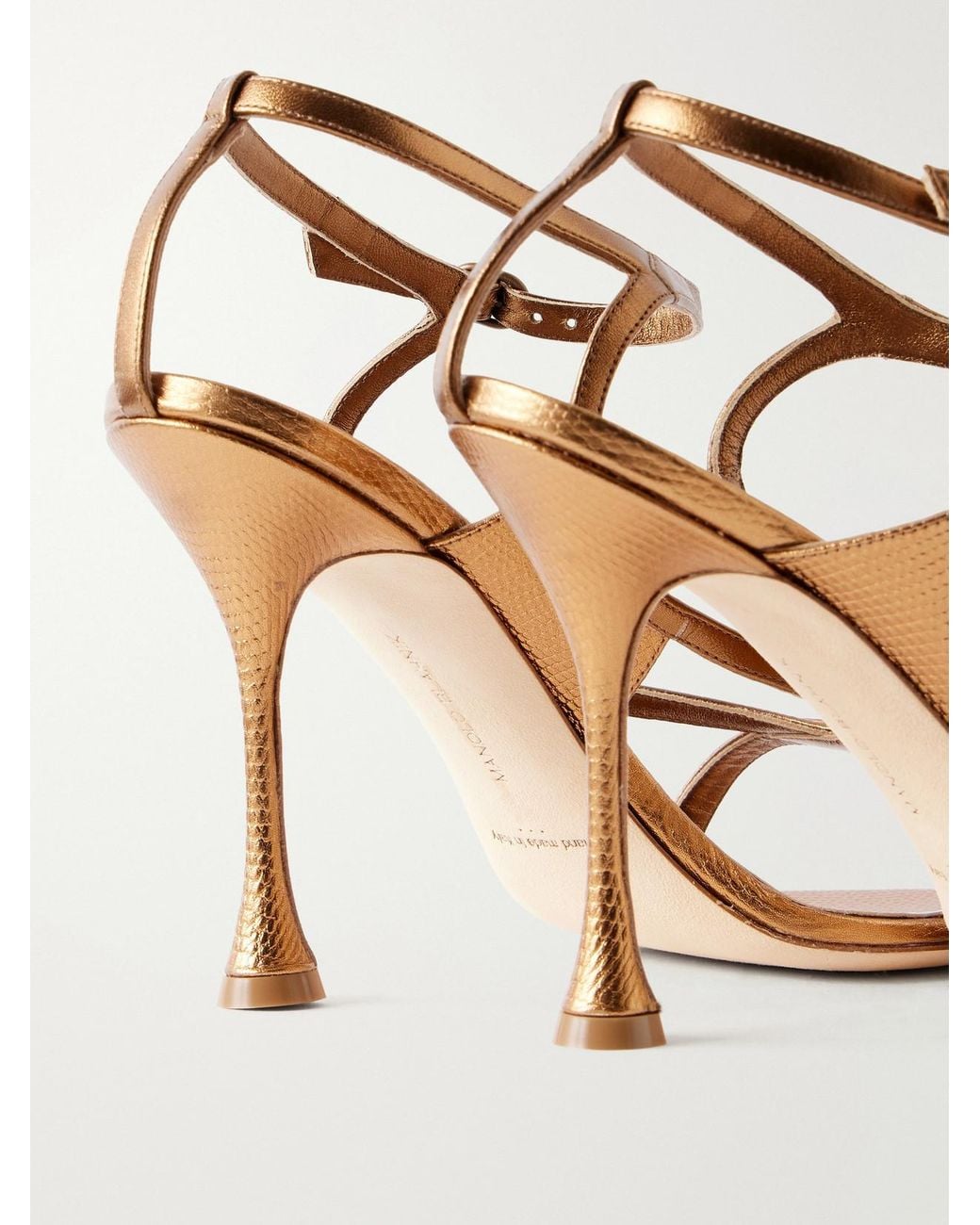 Manolo Blahnik Natural Tibula 105 Leather Sandals