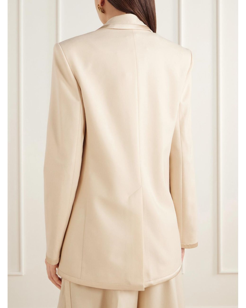 Zimmermann Natural Valiant Logo-Embroidered Satin-Trimmed Wool-Blend Cady Blazer