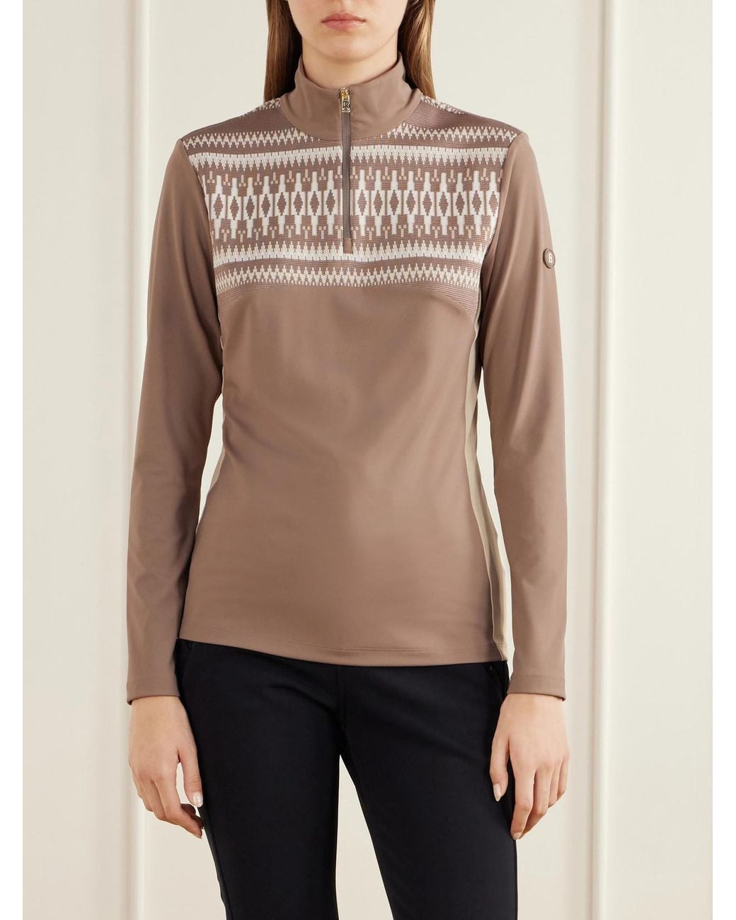 Bogner Brown Joalyn Knit-Detailed Jersey Base Layer