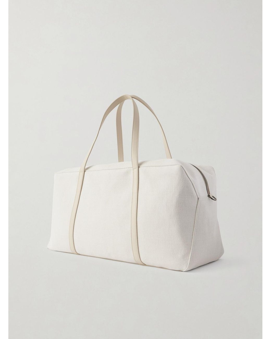 Brunello Cucinelli Natural Leather-Trimmed Canvas Tennis Bag