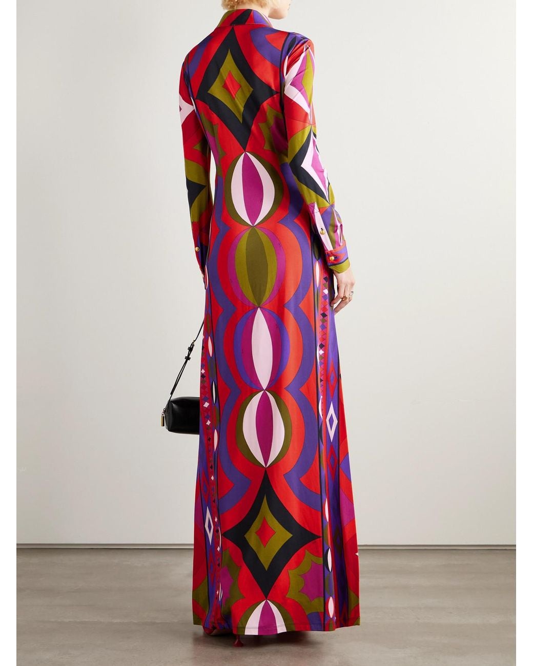 Emilio Pucci Red Printed Satin Maxi Dress
