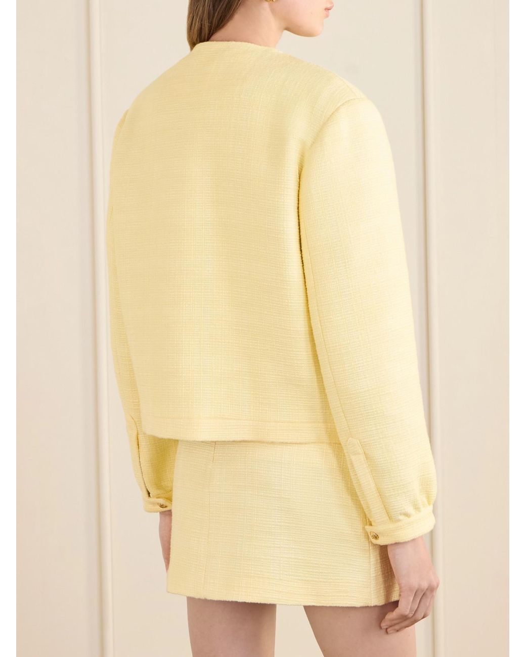 Blazé Milano Yellow Gliss Cotton-Blend Tweed Jacket