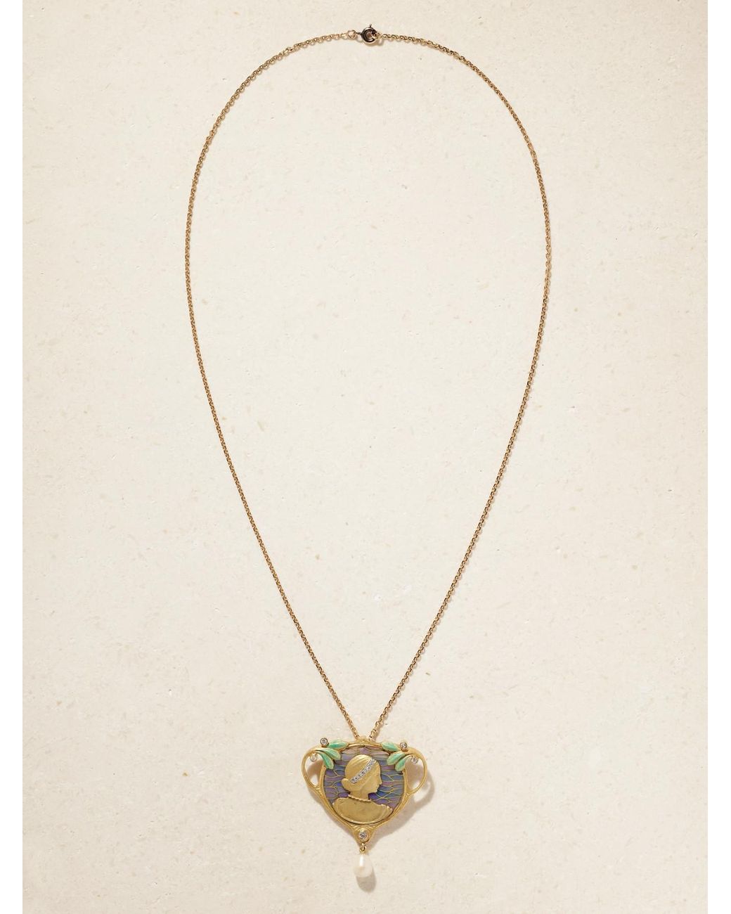 Stephanie Windsor Natural Masriera Y Carreras Vintage 1890S, Diamond, Pearl And Enamel Necklace