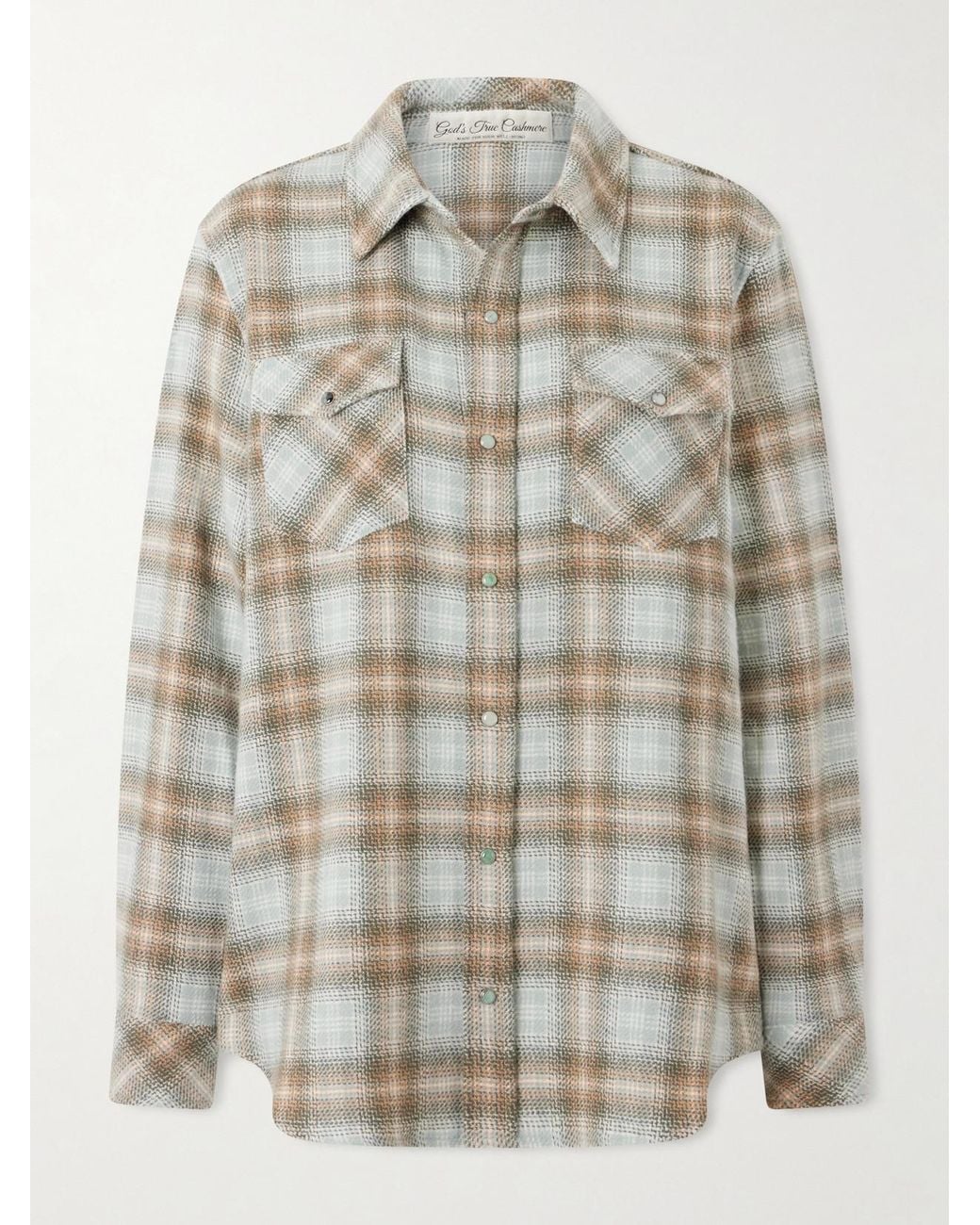 God's True Cashmere Green Checked Cashmere Shirt