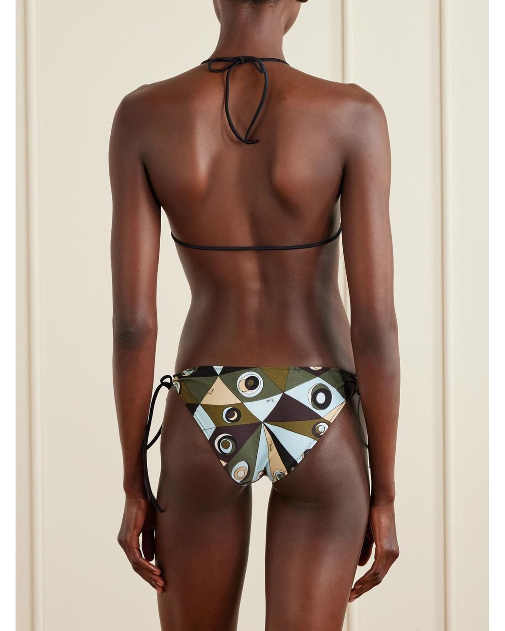 Emilio Pucci Green Printed Triangle Bikini Top